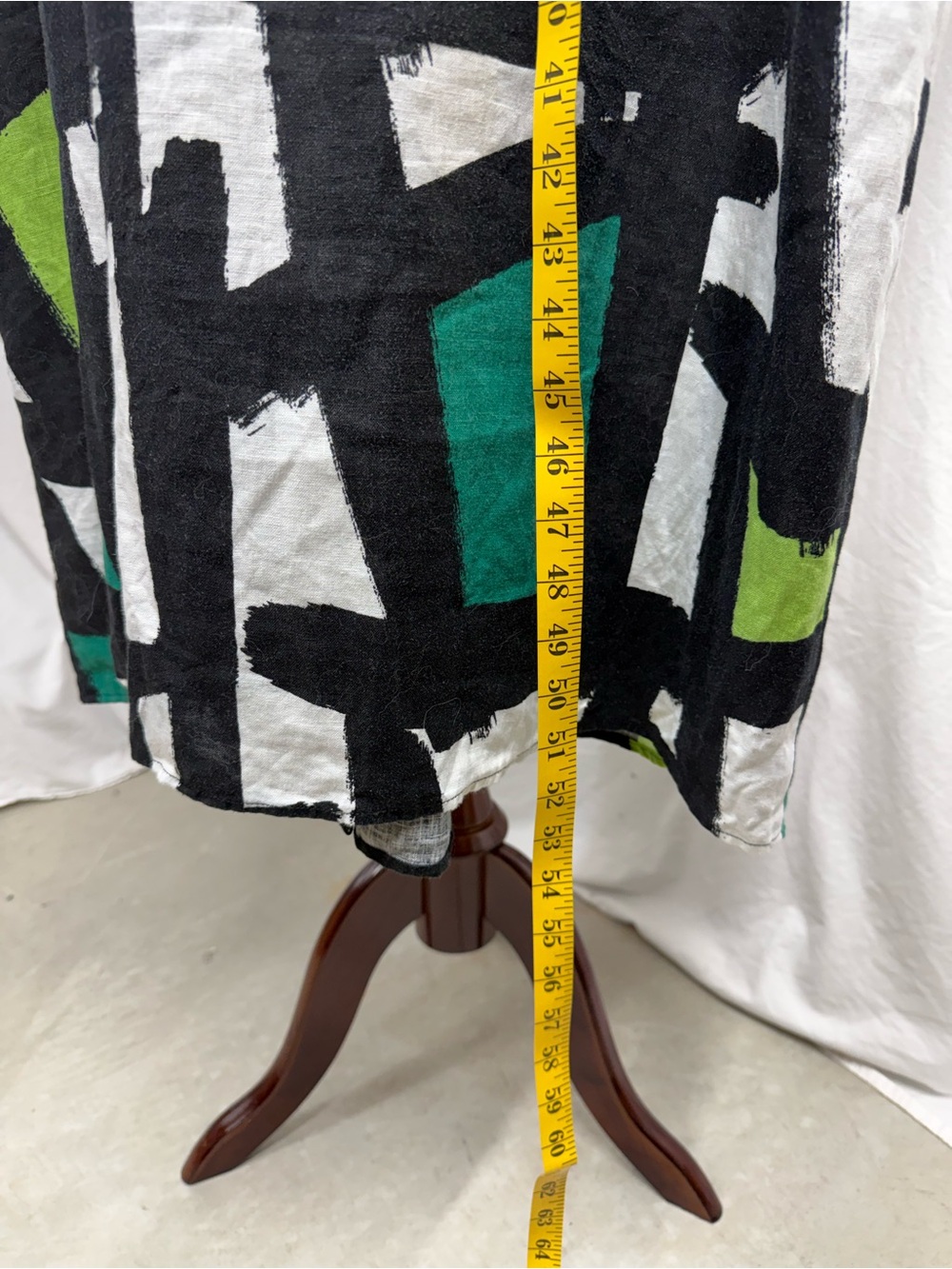 Ulla Popken Black, White & Green Abstract 3/4 Sleeve Maxi Shirt Dress - Picture 7 of 13